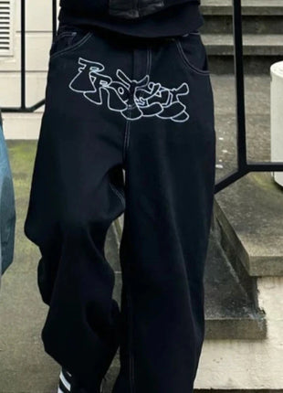 Baggy Graffiti Embroidered Jeans INS Clothing Store