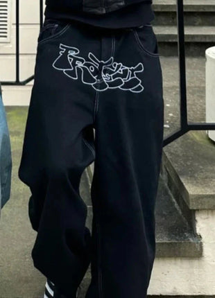 Baggy Graffiti Embroidered Jeans INS Clothing Store
