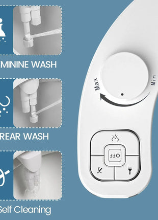 SAMODRA Non-Electric Bidet - Self Cleaning Dual Nozzle (Frontal and Rear Wash) Water Bidet Toilet Seat Attachment