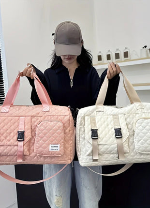 Durable Nylon Travel Duffle Bag, Portable Sports Gym Bag for Overnight Trips Shoulder Duffel Training Bag, Spacious Argyle