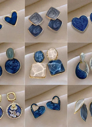 Vintage Resin Blue Earrings Rainbow Girl Jewelry Store