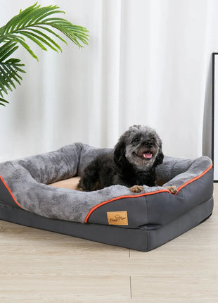 L XL 2XL 3XL Dog Bed Super Soft Orthopedic Foam Pet Bed Sleeping Mat with Cotton-padded Bolster and Removable Cover Dropshipman
