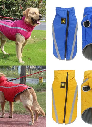 Waterproof Dog Clothes for Large Dogs Winter Warm Big Dog Jackets Padded Fleece Pet Coat Safety Reflective Design Dog Clothing Dropshipman