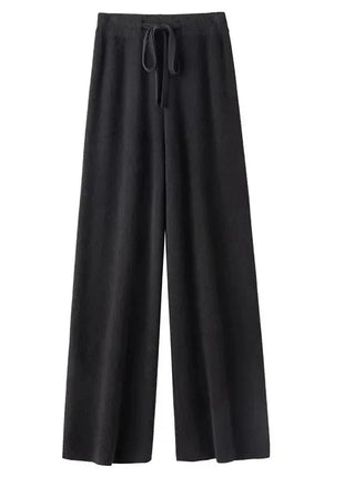 Bxoxo Autumn Casual Wide Leg Pants for Women High Waist Drawstring Soft Warm All Match Pants Korean Solid Simple Straight Trousers New Suli Store