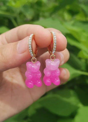 Cartoon Bear Pendant Zircon Earrings Niche Design All-Match Earrings Graceful and Fashionable Wholesale and Retail Shop1100214136 Store