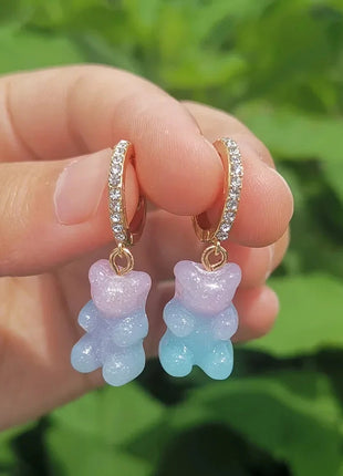 Cartoon Bear Pendant Zircon Earrings Niche Design All-Match Earrings Graceful and Fashionable Wholesale and Retail Shop1100214136 Store