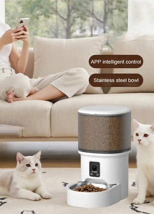 4L USB Smart Button WIFI APP Video Pet Feeder Automatic Cat Food Dispenser Bowl Dog Slow Food Feeder With Timed Camera Feeder Dropshipman