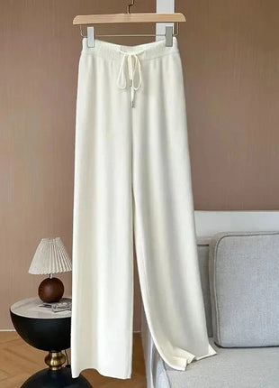 Bxoxo Autumn Casual Wide Leg Pants for Women High Waist Drawstring Soft Warm All Match Pants Korean Solid Simple Straight Trousers New Suli Store