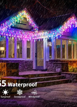 NEW 162/96LED Solar Icicle Outdoor Christmas Lights 8 Modes Waterproof Fairy Lights for Home Party Halloween Holiday Decoration OSIDEN Lighting Store