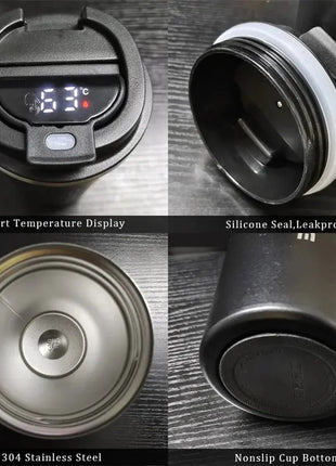 Stainless Steel Smart Coffee Tumbler Thermos Cup with Intelligent Temperature Display Portable Travel Mug 380ml 510ml Febwind-Baking-Official Store