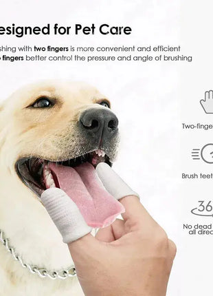 12/2pc Pet Two-finger Brushing Finger Cots Remove Tartar Cochlear Clean for Cat Dog Toothbrush Oral Care Finger Cover Pet Care Dropshipman