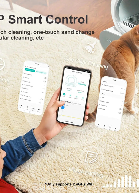 DOEL Self Cleaning Cat Litter Box 65L Automatic Cat Litter Box w/ Trash Bag & Litter Mat Smart Cat Toilet App Control 2.4G WiFi Dropshipman