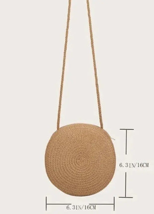 Minimalist Straw Bag Round Crossbody Purse Women Shoulder Vocation Style Handbag Yogodlns Official Store