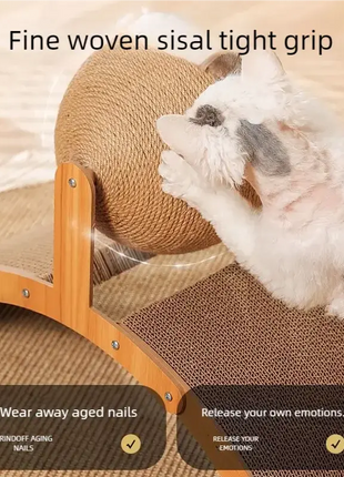 Wooden Cat Scratching Ball 2 In 1 Cat Scratcher Sisal Scratch Board Wear-Resistant Grinding Paw Toy Solid Wood Scraper for Cats Dropshipman