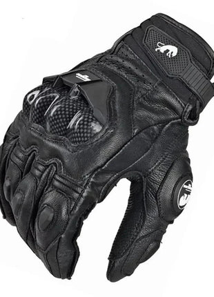 Leather Motorcycle Gloves Black White Red Racing Genuine Leather Motorbike Road Racing Team Glove Summer Winter Rider Gloves AHT Automobiles And Motorcycles Store