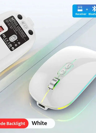 Dual Mode Bluetooth 2.4G Wireless Mouse One-Click Desktop Function Type-C Rechargeable Silent Backlight Mice for Laptop PC New Stone's Store