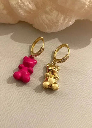 Cartoon Bear Pendant Zircon Earrings Niche Design All-Match Earrings Graceful and Fashionable Wholesale and Retail Shop1100214136 Store