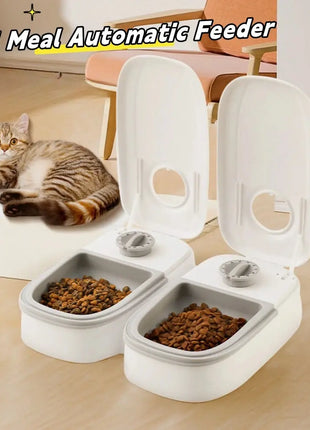 Pet Automatic Feeder Timed Quantification Separate Bowls for Dry Wet Feeding Easy to Clean Short-distance Travel Home Use Dropshipman