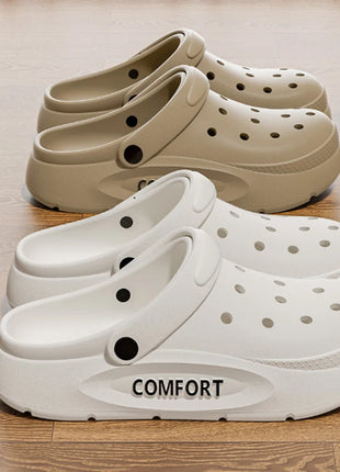 Women's Men's Slippers Summer Anti-Slip Couple Hollow Covered Toe Indoor Outdoor Casual Thick Bottom Sandals for Home Adults