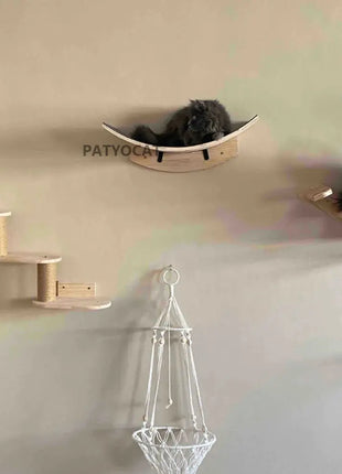Wall Mounted Cat Climbing Shelves Cat House Cat Bridge Cat Hammock with Scratching Post and Pedals or Stairway for Kittens Dropshipman