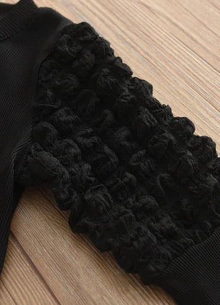 Girls' Round Neck Top & Plaid Set Small lovely world