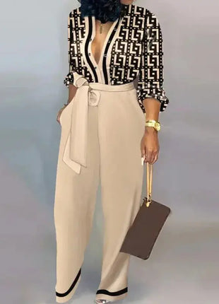 Elegant  Jumpsuit Women Fashion Deep V-neck One Piece Overalls Casual Jumpsuits Streetwear Ms Chuh 02 Store