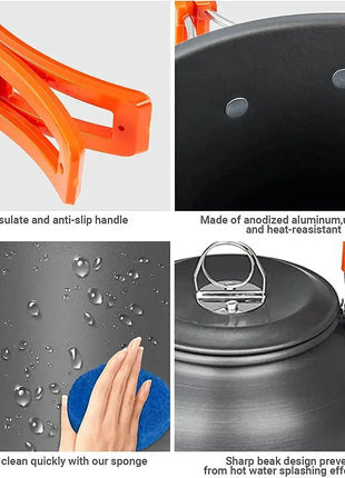 Camping Cooking Set - Outdoor Cookware & Picnic Tableware | Non-Stick Pots & Teapot Stone's Store