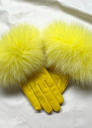 Women's Genuine Sheepskin Leather Gloves Warmth way Store