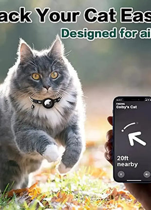 ATUBAN Airtag Cat Collar Breakaway, Reflective Kitten Collar with Apple Air Tag Holder and Bell for Girl Boy Cats, 0.4 Inches Dropshipman
