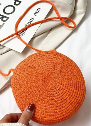 Minimalist Straw Bag Round Crossbody Purse Women Shoulder Vocation Style Handbag Yogodlns Official Store