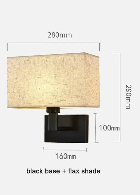 Minimalist Wall Sconces with Rectangle Fabric Shade - USB Wall Lights Guwai Lighting Store