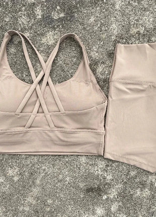 2 Piece Cross Back Bra Top High Waist Shor Shop1104290027 Store