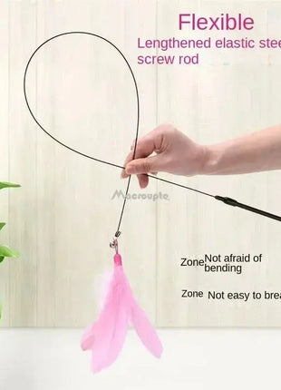 1Pc Cat Teaser Stick Interactive Toy Feather Teaser Stick Wand Pet Feather Refill Replacement Catcher Product For Cat Exercise Dropshipman