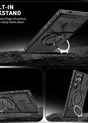 Case For Samsung Galaxy S25 S24 S23 S22 S21 Ultra Plus S24FE S23FE Slide Camera Protect Magnetic holder Armor Shockproof Cover XinYUyue Cases Store