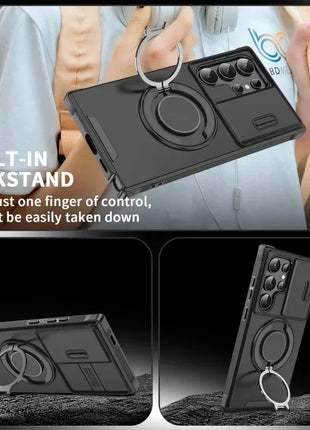 Case For Samsung Galaxy S25 S24 S23 S22 S21 Ultra Plus S24FE S23FE Slide Camera Protect Magnetic holder Armor Shockproof Cover XinYUyue Cases Store