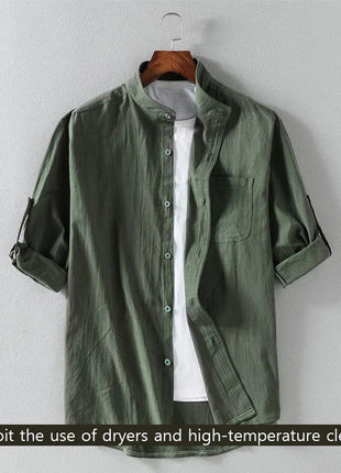 Men's Stand Collar Shirt – Mid-Length Sleeves Lincici Store