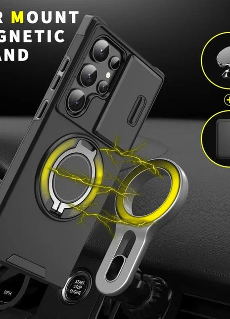 Case For Samsung Galaxy S25 S24 S23 S22 S21 Ultra Plus S24FE S23FE Slide Camera Protect Magnetic holder Armor Shockproof Cover XinYUyue Cases Store