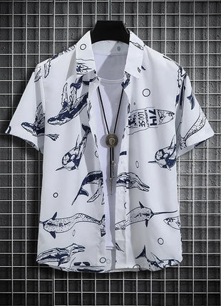 Stripe Men's Shirt Flower 3d Print Shirt Casual Short-sleeved Tops Beach Party Shirts Man Hawaiian Shirt Male Clothes Loose Super Shirt Store