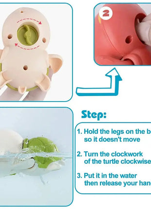 Baby Bath Toys Bathing Cute Swimming Turtle Whale Pool Beach Classic Chain Clockwork Water Toy For Kids Water Playing Toys QWZ Official Store