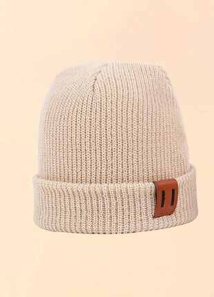3 Pcs Boys Knit Leather Patch Beanie Hat Stone's Store