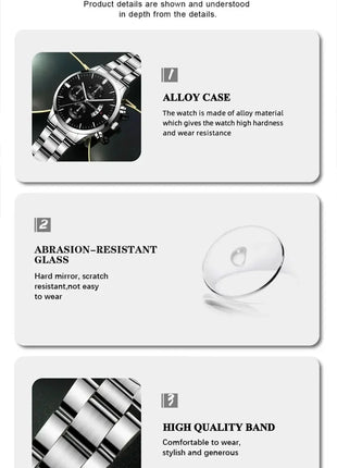 Fashion Men's Watch Luxury Silver Stainless Steel Men Watches Store