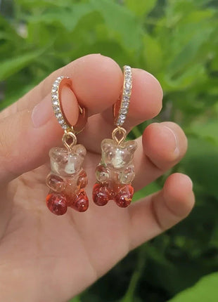 Cartoon Bear Pendant Zircon Earrings Niche Design All-Match Earrings Graceful and Fashionable Wholesale and Retail Shop1100214136 Store