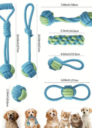 7pcs Dog Rope Chew Toys, Interactive Knot Toys Durable Training Set, Teething Puppies & Aggressive Chewers, Indoor/Outdoor Play Dropshipman
