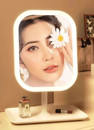 Niche Modern Desktop Vanity Mirror — 3-Color LED Touch Makeup Mirror for Bedroom Dressing Table Stone's Store