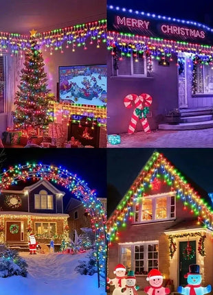 NEW 162/96LED Solar Icicle Outdoor Christmas Lights 8 Modes Waterproof Fairy Lights for Home Party Halloween Holiday Decoration OSIDEN Lighting Store