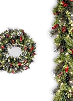 20-60cm LED Christmas Pinecone Wreath with Red Berries Artificial Xmas Wreath New Year Party DIY Decoration Add Christmas Vibe Shop1102906561MM1 Store