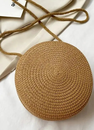 Minimalist Straw Bag Round Crossbody Purse Women Shoulder Vocation Style Handbag Yogodlns Official Store
