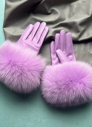 Women's Genuine Sheepskin Leather Gloves Warmth way Store