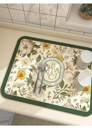 Super Absorbent Large Kitchen Absorbent Mat Antiskid Draining Coffee Dish Drying Mat Quick Dry Bathroom Drain Pad Tableware Mat E-Goods Store