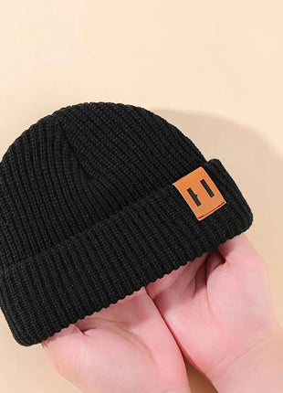 3 Pcs Boys Knit Leather Patch Beanie Hat Stone's Store